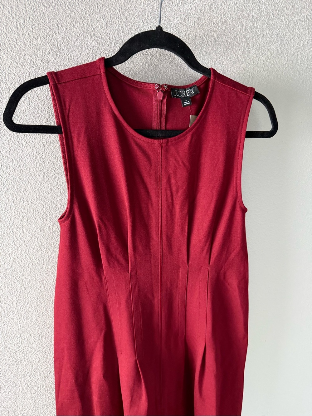 New J. Crew Nadia Ponte Sleeveless Dress Midi Bordeaux Berry Women’s Size Small - Picture 4 of 14